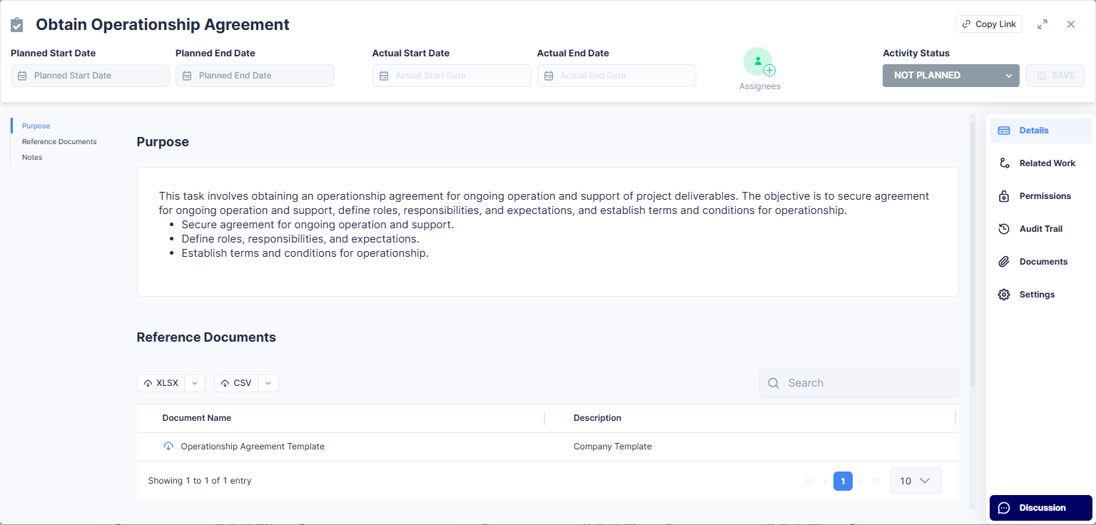 Activity Details page with all sections highlighted