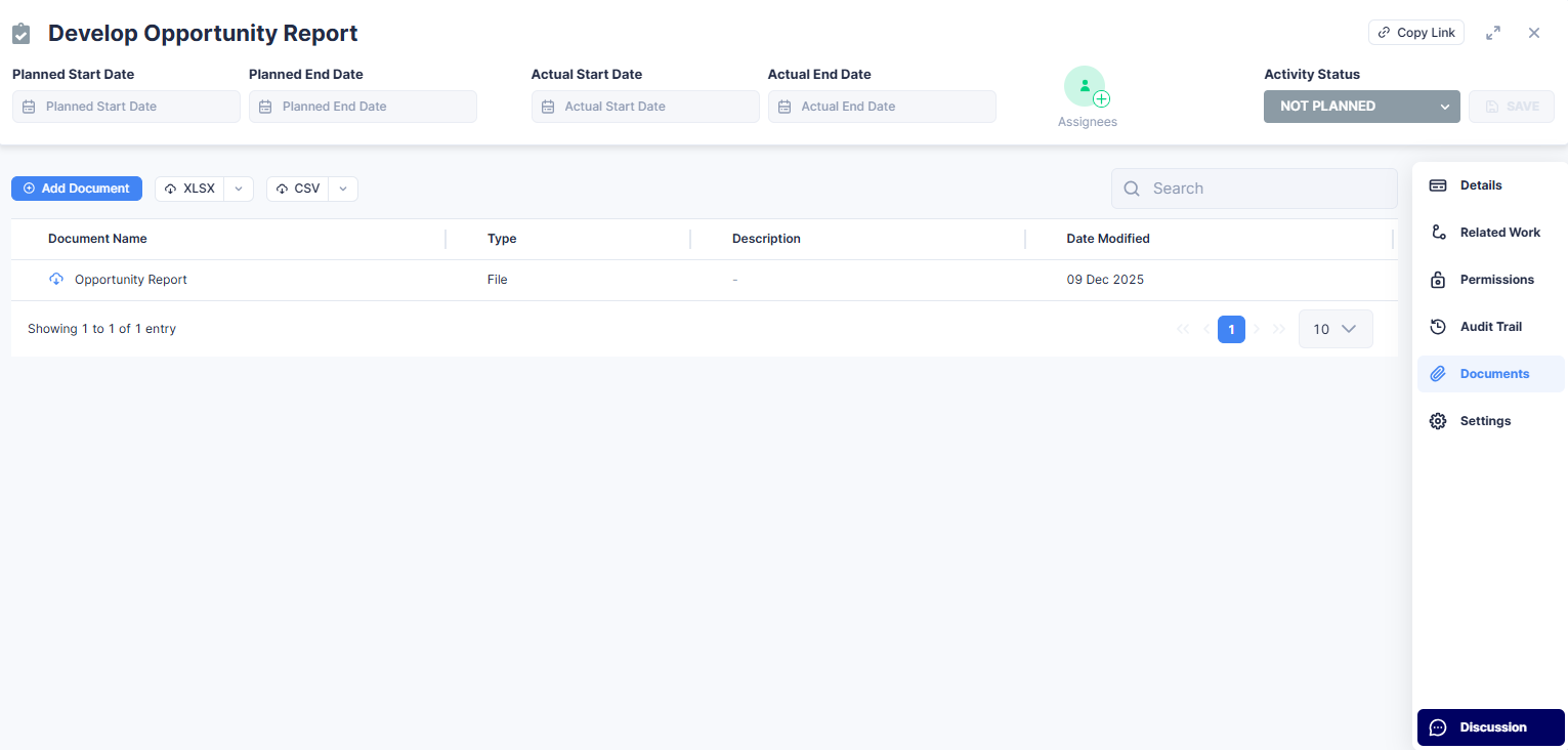 Document upload panel highlighted