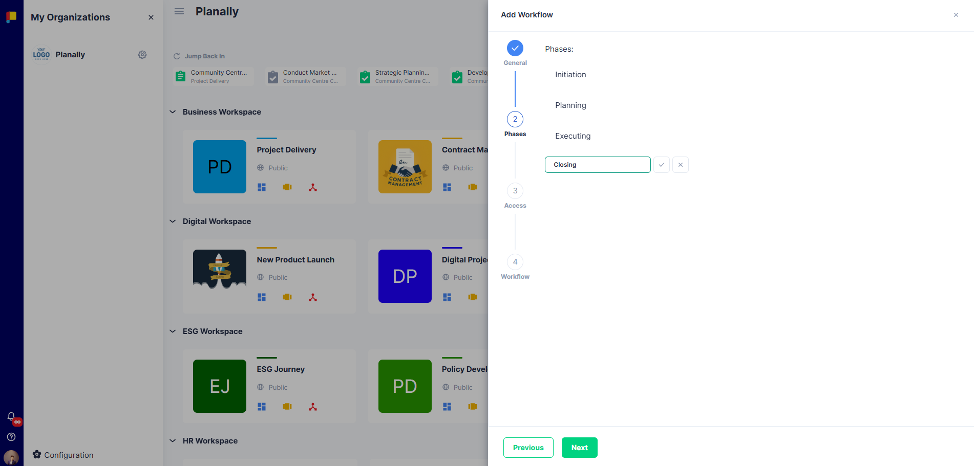 Add Workflow - Phases